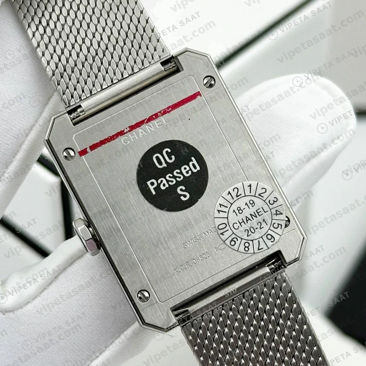 Chanel Premiere Gümüş Kadran Tweed Super Clone ETA Saat detay 5