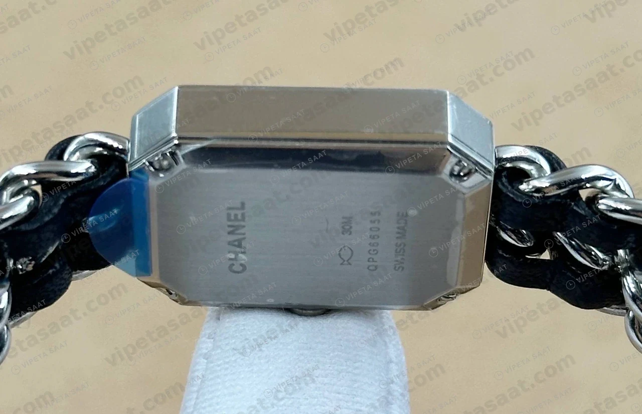 Chanel Premiere Siyah Kadran Deri Zincir Bileklik Super Clone ETA Saat detay 6