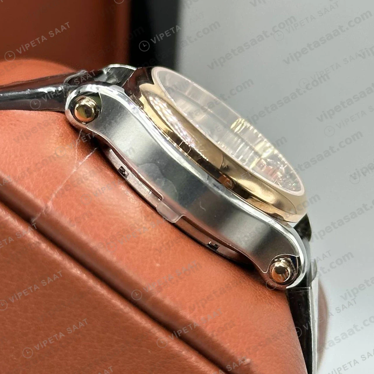 Chopard Happy Sport Rose Altin Gumus Kadran Elmas Deri Super Clone ETA Saat detay 3