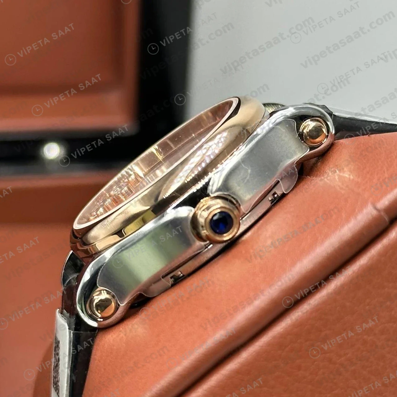 Chopard Happy Sport Rose Altin Gumus Kadran Elmas Deri Super Clone ETA Saat detay 6
