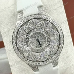 Graff Diamond Elmas Taşlı Beyaz Deri Super Clone ETA Saat yan görünüm
