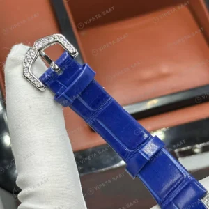 Graff Diamond Elmas Taşlı Pave Mavi Deri Super Clone ETA Saat karşıdan görünüm