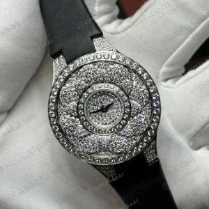 Graff Diamond Elmas Taşlı Pave Siyah Deri Gündüz Super Clone ETA Saat detay 5