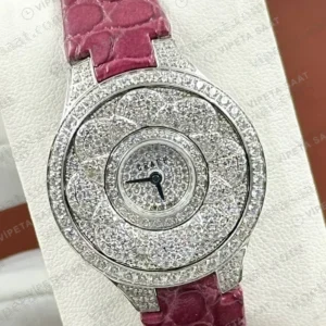 Graff Diamond Elmas Taşlı Pembe Deri Super Clone ETA Saat detay 3