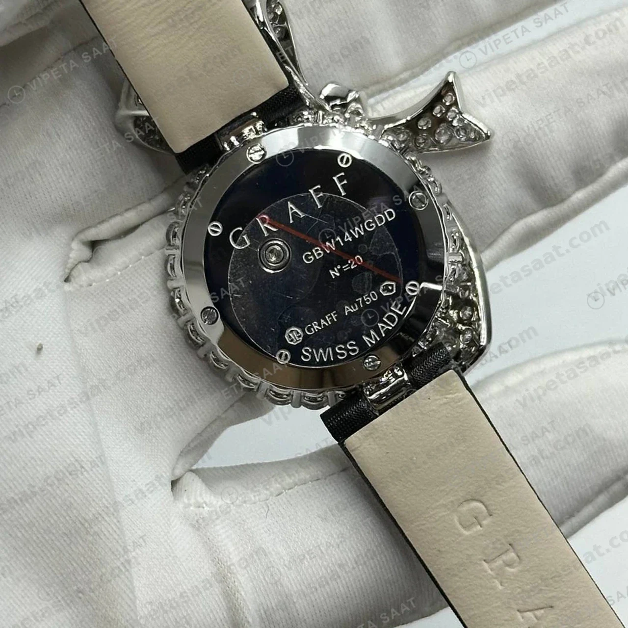 Graff Diamond Fiyonk Elmas Taşlı Saten Super Clone ETA Saat detay 3
