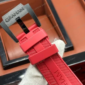 Graham Chronofighter Siyah Kronograf Kırmızı Kauçuk Gece Super Clone ETA Saat karşıdan görünüm