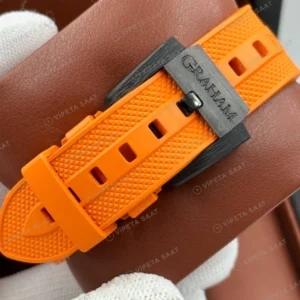 Graham Chronofighter Siyah Kronograf Turuncu Kauçuk Super Clone ETA Saat karşıdan görünüm