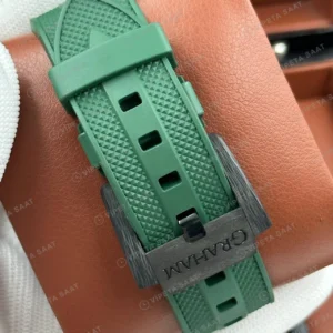 Graham Chronofighter Siyah Kronograf Yeşil Kauçuk Super Clone ETA Saat karşıdan görünüm