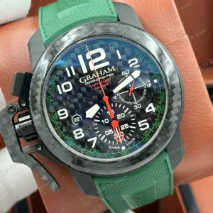 Graham Chronofighter Siyah Kronograf Yeşil Kauçuk Super Clone ETA Saat detay 6