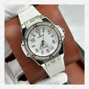 Hublot Big Bang Beyaz Kadran Elmas Taşlı Gündüz Super Clone ETA Eta Saat detay 4