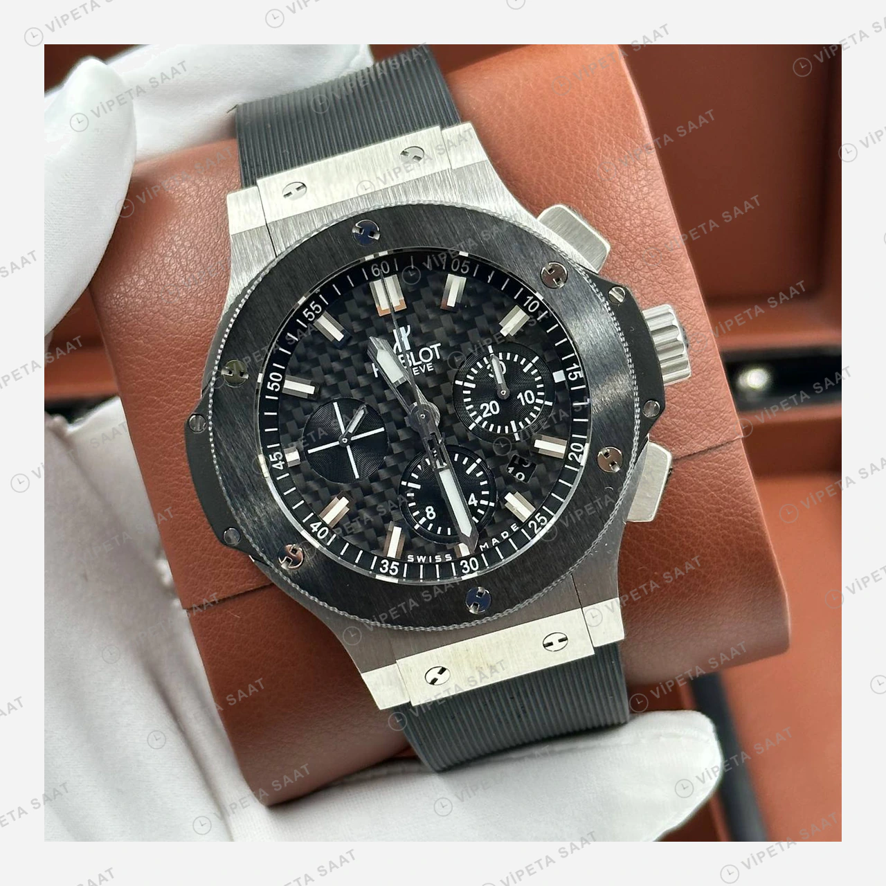 Hublot Big Bang Çelik Seramik Siyah Kronograf Super Clone ETA Eta Saat detay 4