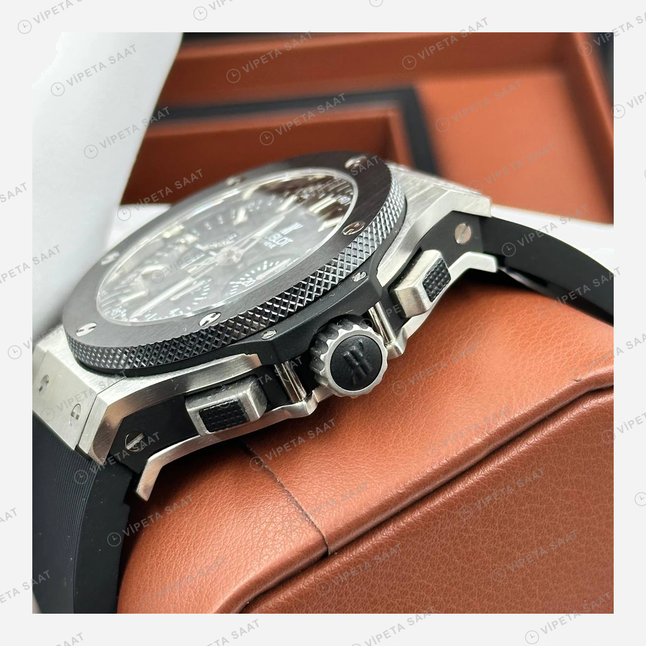Hublot Big Bang Çelik Seramik Siyah Kronograf Super Clone ETA Eta Saat detay 5
