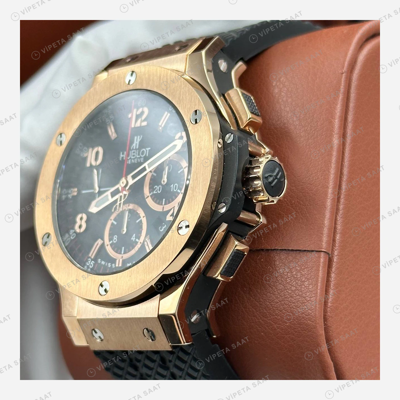 Hublot Big Bang Full Rose Altın Siyah Kronograf Super Clone ETA Eta Saat detay 3