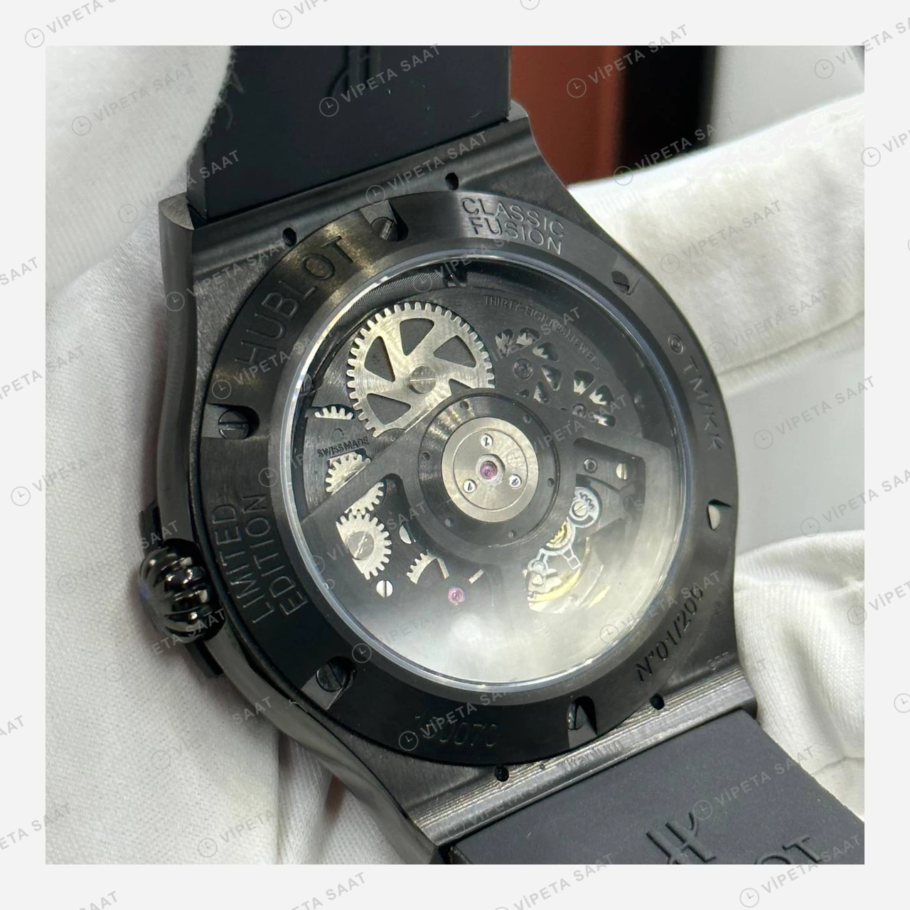Hublot Big Bang Gümüş Çiçek Pave Kadran Kauçuk Super Clone ETA Eta Saat detay 4