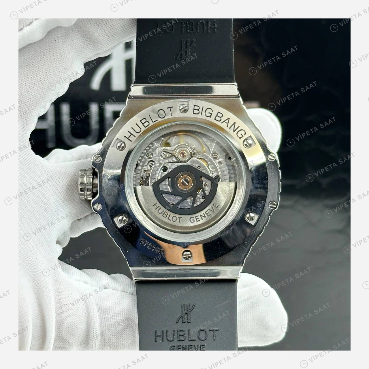 Hublot Big Bang Gümüş Pave Taşlı Kadran Gece Super Clone ETA Eta Saat detay 5