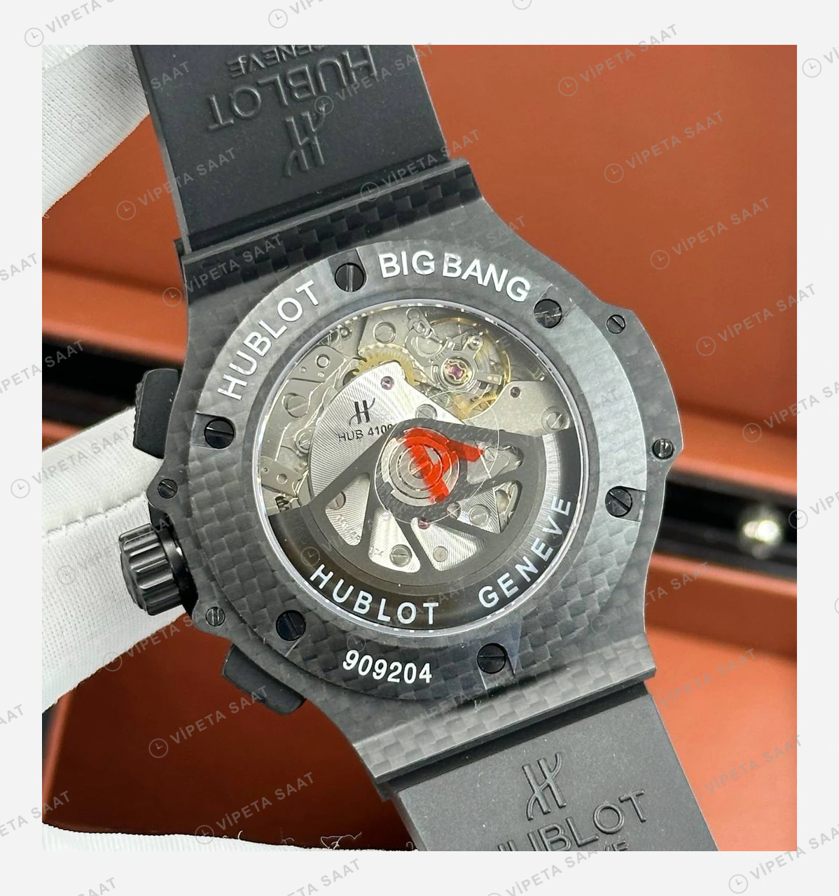Hublot Big Bang Karbon Siyah Kronograf Kauçuk Super Clone ETA Eta Saat detay 4