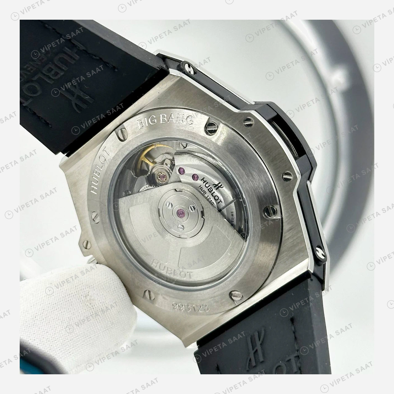 Hublot Big Bang Mavi Kordon Kutu Display Super Clone ETA Eta Saat detay 8