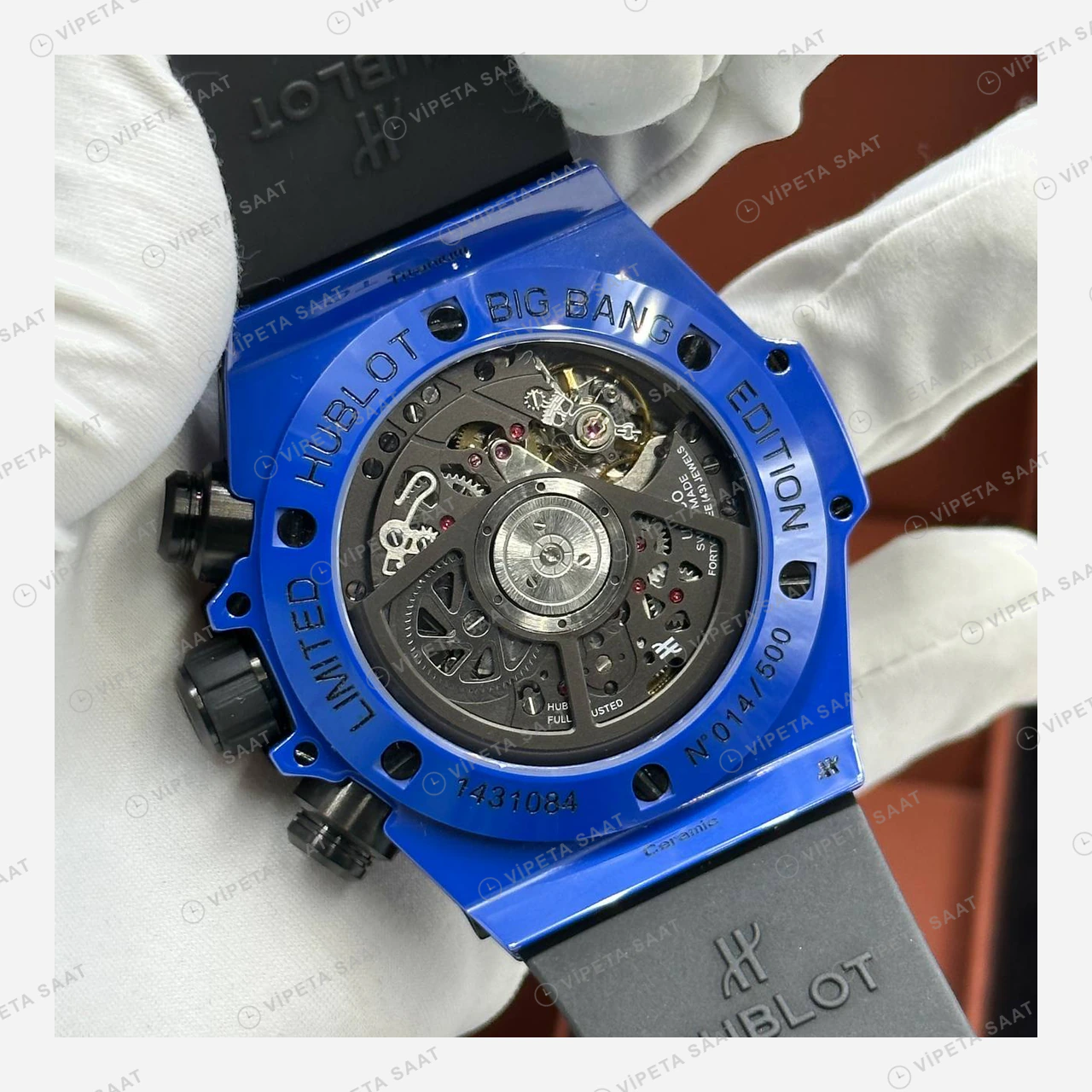 Hublot Big Bang Mavi Seramik Skeleton Kronograf Super Clone ETA Eta Saat detay 6