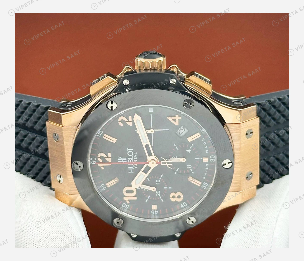 Hublot Big Bang Rose Seramik Kronograf Kauçuk Super Clone ETA Eta Saat detay 3