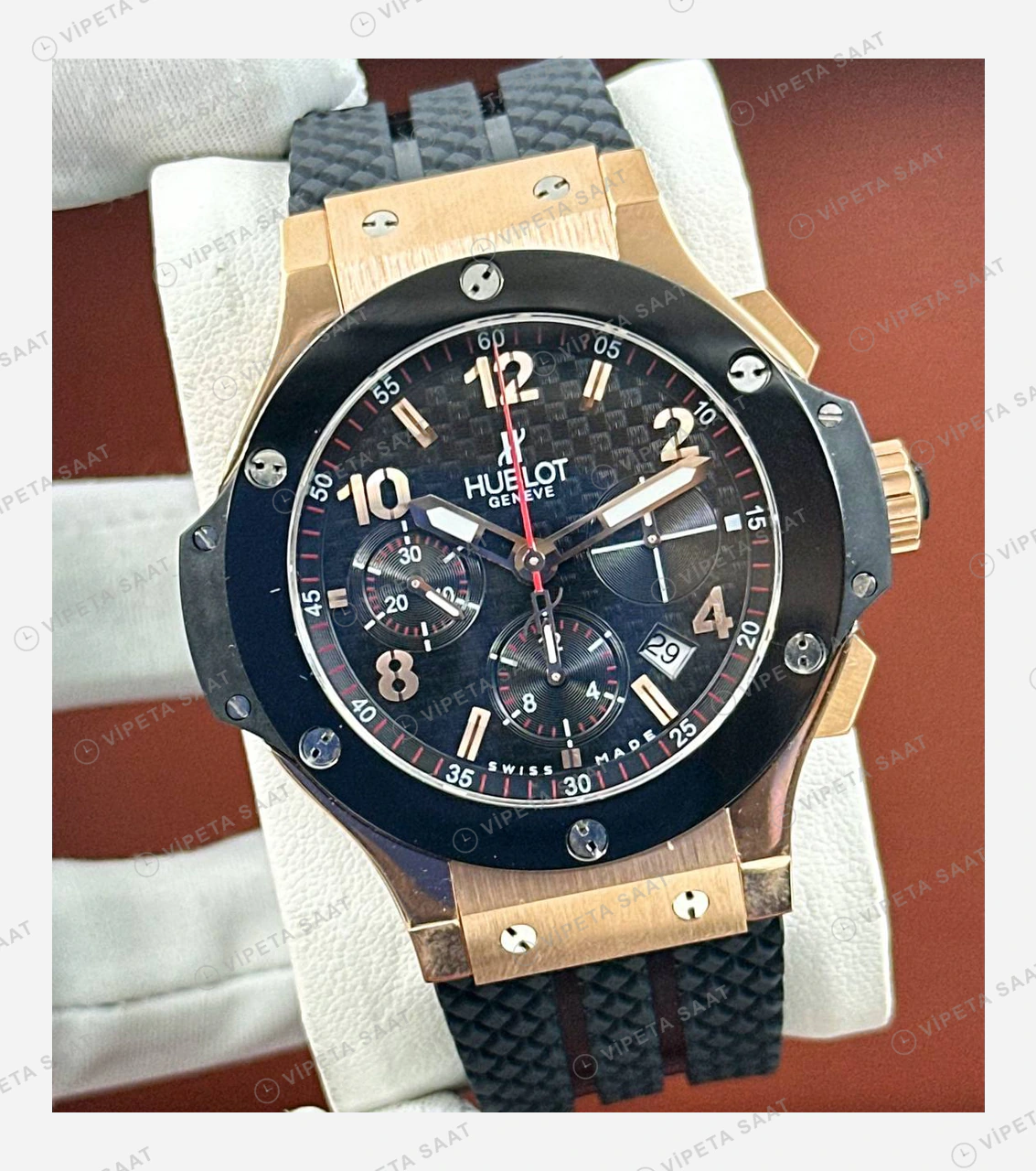 Hublot Big Bang Rose Seramik Kronograf Kauçuk Super Clone ETA Eta Saat detay 5