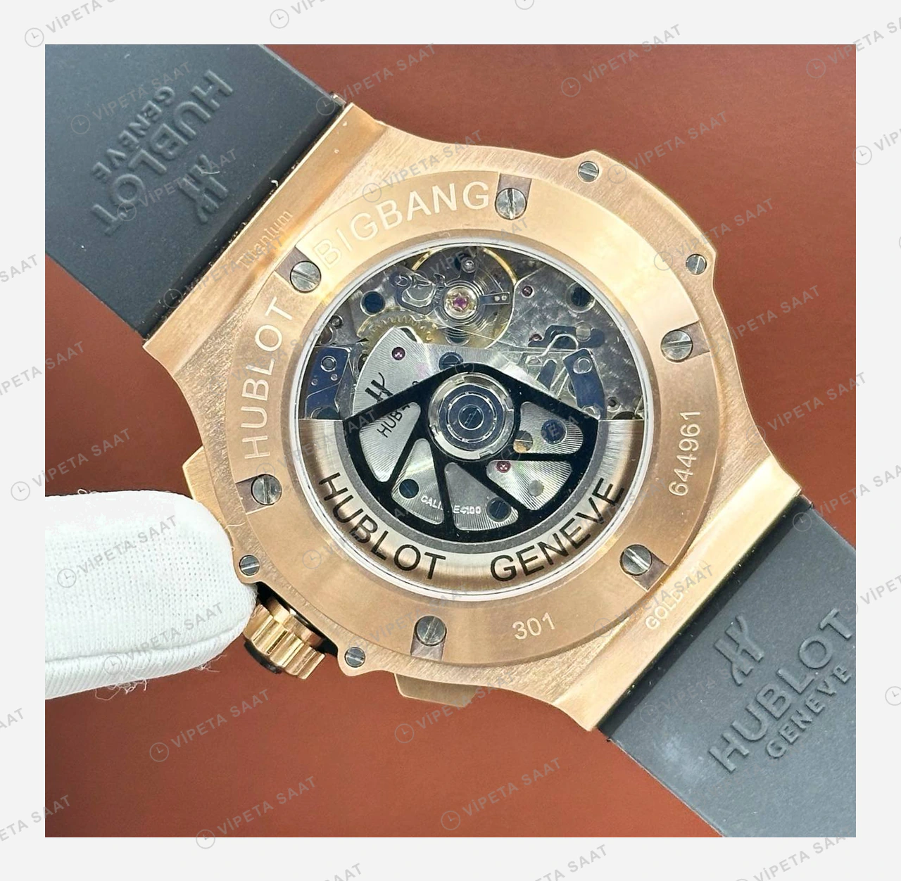 Hublot Big Bang Rose Seramik Kronograf Kauçuk Super Clone ETA Eta Saat detay 6