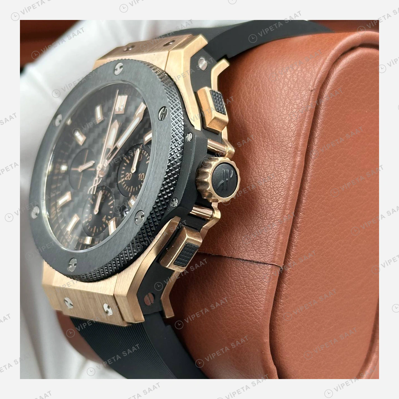 Hublot Big Bang Rose Seramik Skeleton Kronograf Super Clone ETA Eta Saat detay 3