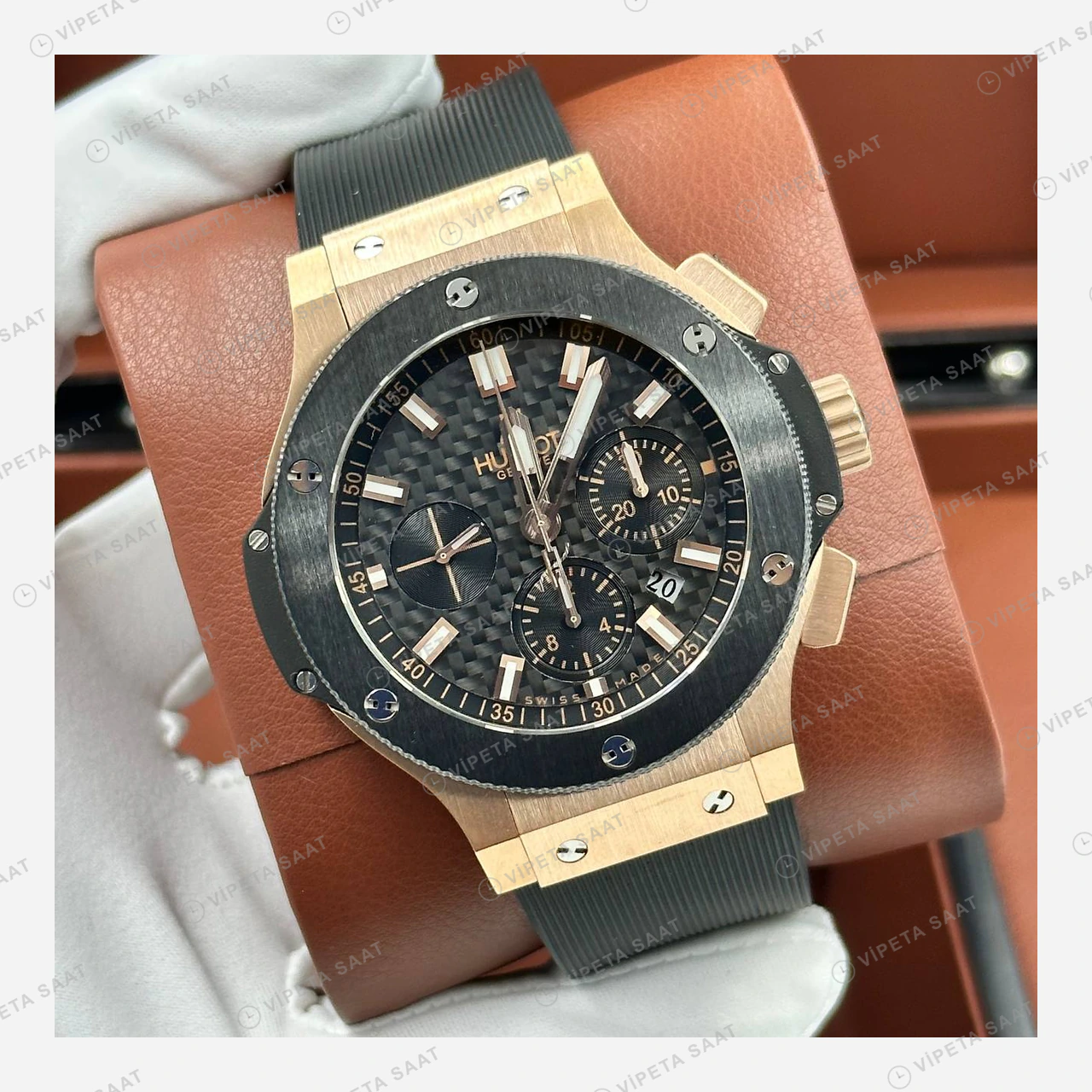 Hublot Big Bang Rose Seramik Skeleton Kronograf Super Clone ETA Eta Saat detay 5