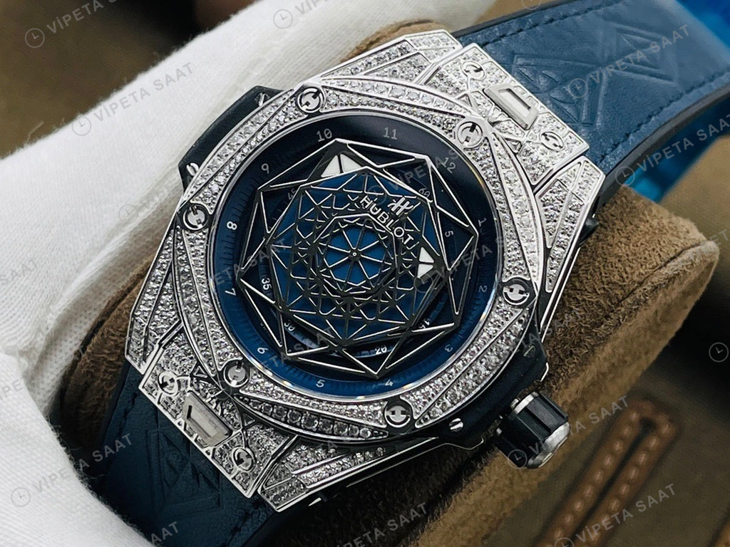 Hublot Big Bang Sang Bleu Baget Kasa Mavi Kadran Mavi Deri Super Clone Eta Eta Saat detay 5