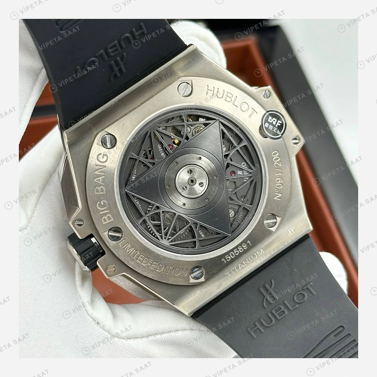 Hublot Big Bang Sang Bleu Gri Geometrik Skeleton Kauçuk Super Clone ETA Eta Saat detay 5