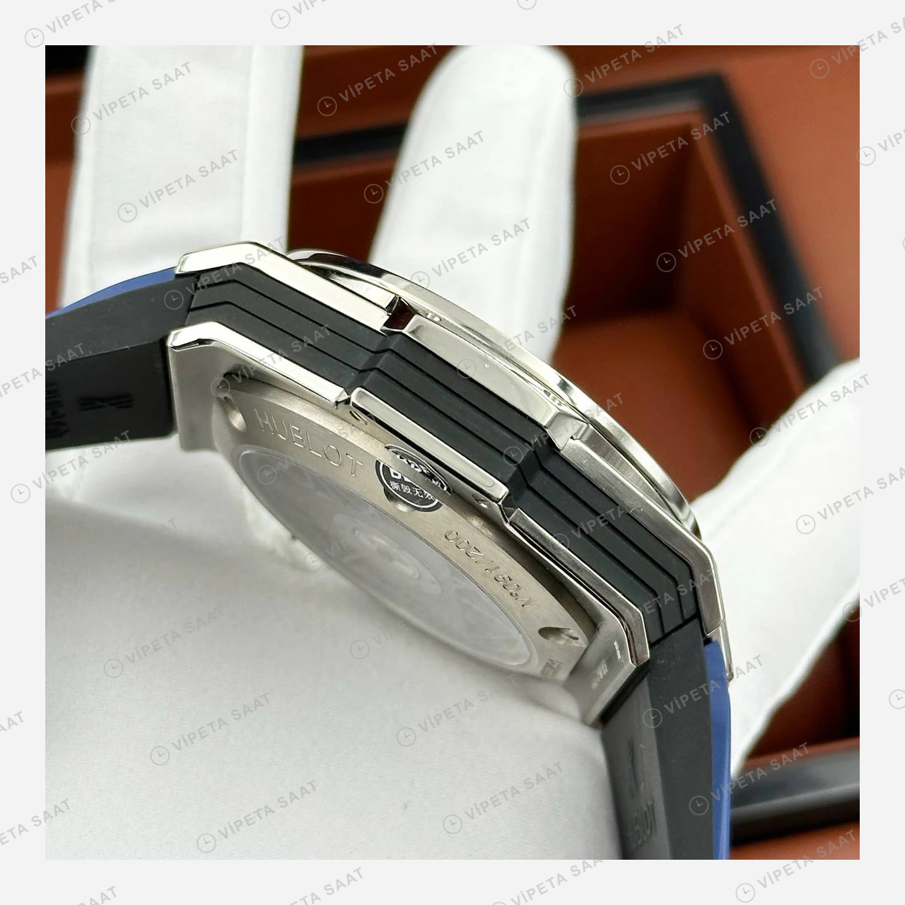 Hublot Big Bang Sang Bleu Gri Geometrik Skeleton Kauçuk Super Clone ETA Eta Saat detay 6