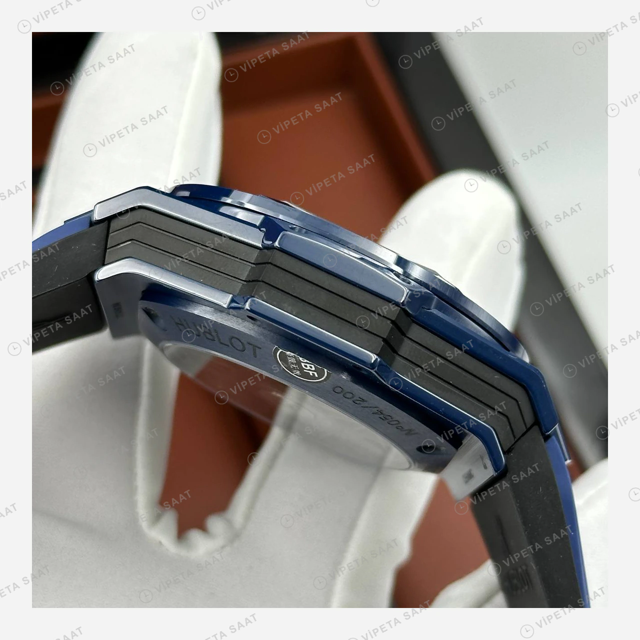 Hublot Big Bang Sang Bleu Mavi Geometrik Skeleton Kauçuk Super Clone ETA Eta Saat detay 3