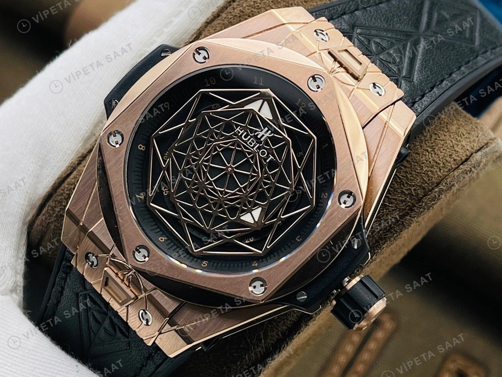 Hublot Big Bang Sang Bleu Rose Kasa Siyah Kadran Siyah Deri Super Clone Eta Eta Saat detay 12