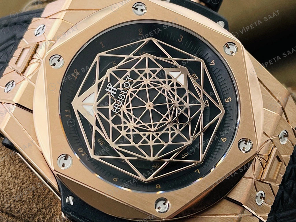 Hublot Big Bang Sang Bleu Rose Kasa Siyah Kadran Siyah Deri Super Clone Eta Eta Saat detay 8