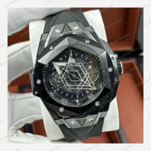 Hublot Big Bang Sang Bleu Siyah Seramik Geometrik Skeleton Super Clone ETA Eta Saat detay 6