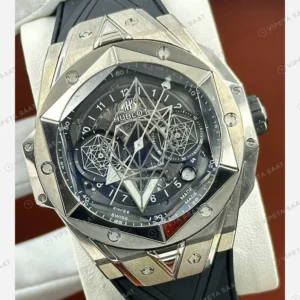 Hublot Big Bang Sang Bleu Titanyum Tourbillon Geometrik Kauçuk Super Clone ETA Eta Saat detay 6