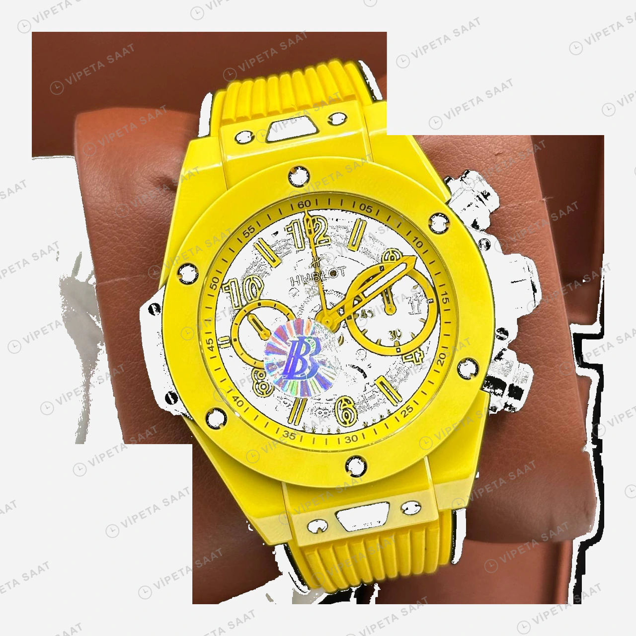 Hublot Big Bang Sarı Seramik Kronograf Kauçuk Super Clone ETA Eta Saat detay 5