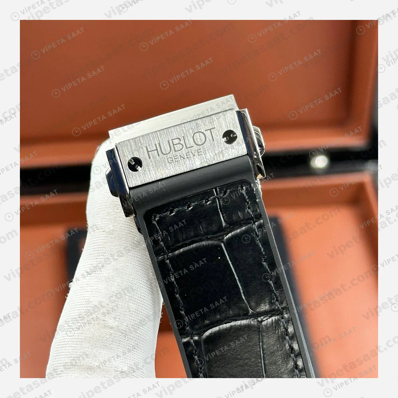 Hublot Big Bang Siyah Kronograf Çelik Bileklik Super Clone ETA Eta Saat detay 3