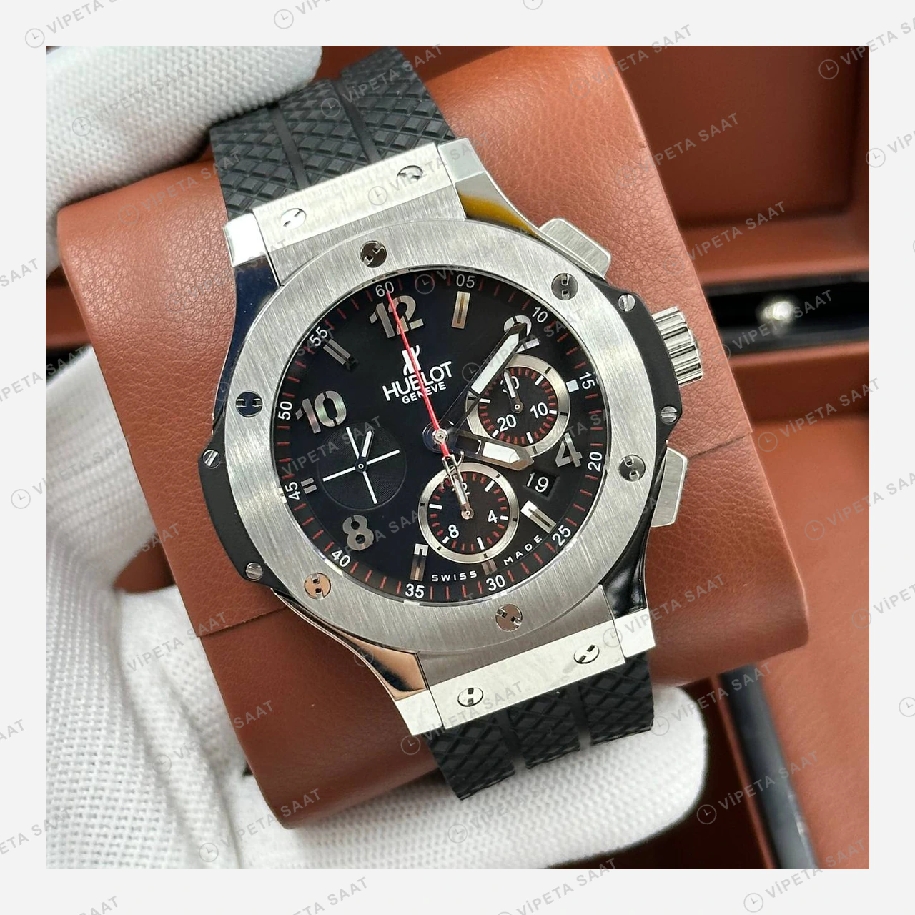 Hublot Big Bang Siyah Kronograf Çelik Gece Super Clone ETA Eta Saat detay 5