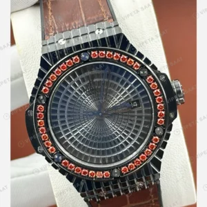 Hublot Big Bang Siyah Pave Kırmızı Taşlı Kahve Super Clone ETA Eta Saat detay 5