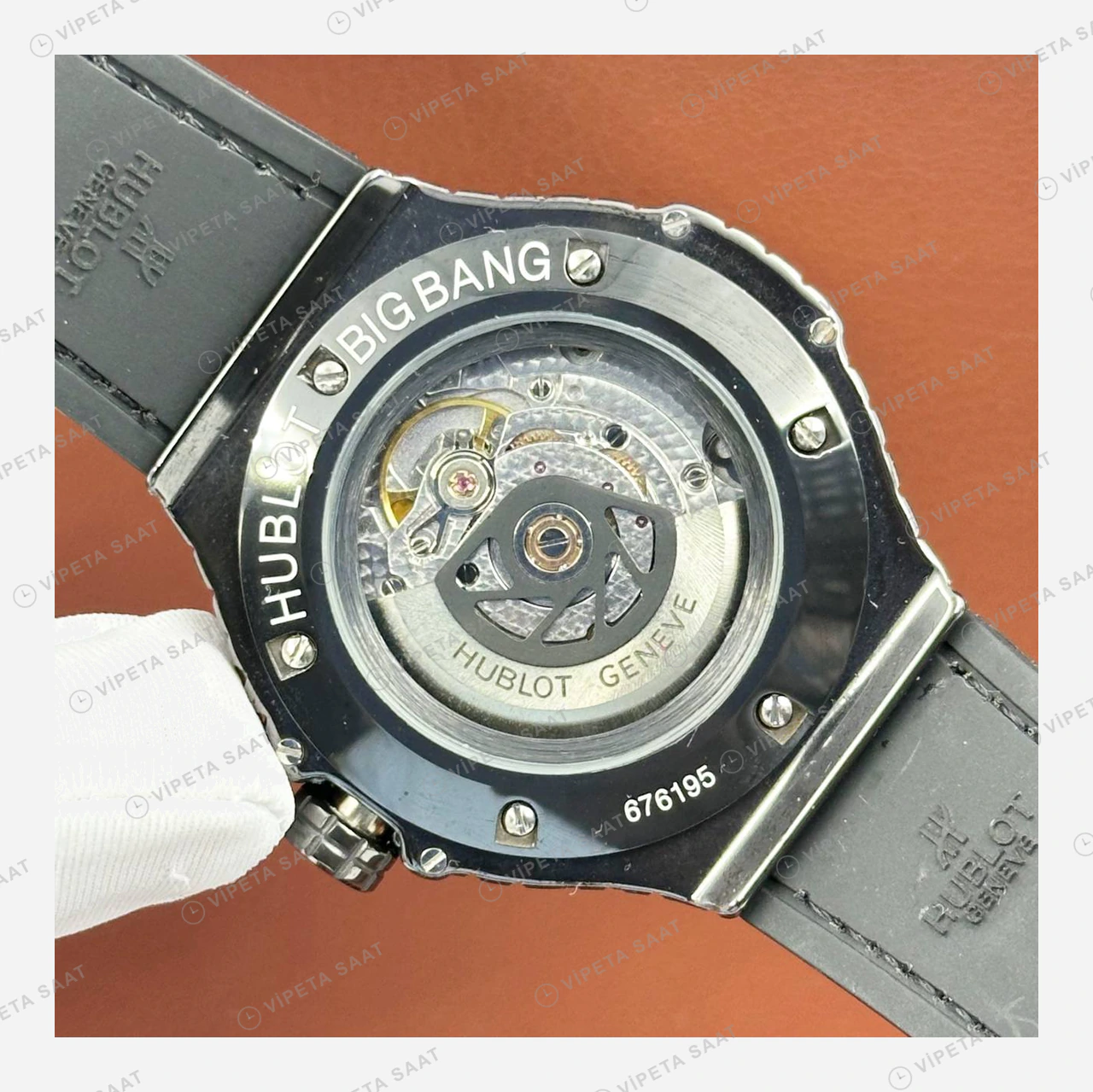 Hublot Big Bang Siyah Pave Kırmızı Taşlı Kahve Super Clone ETA Eta Saat detay 6