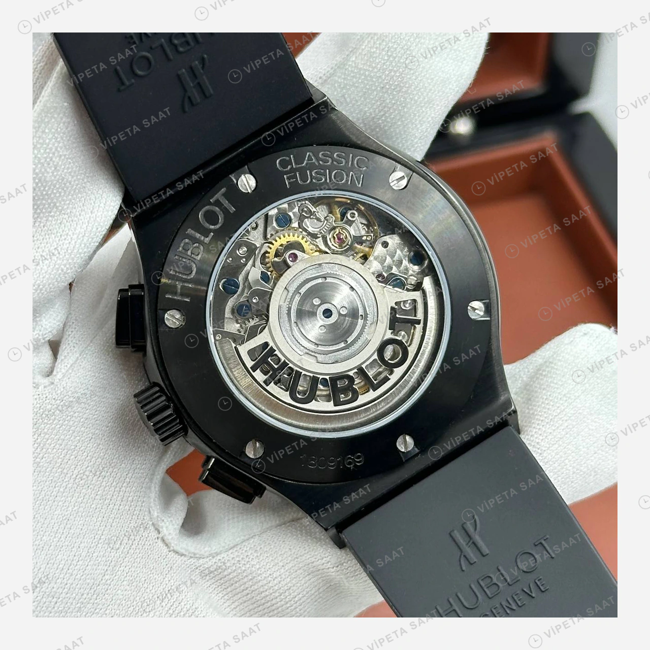 Hublot Big Bang Siyah Seramik Skeleton Kronograf Kauçuk Super Clone ETA Eta Saat detay 6