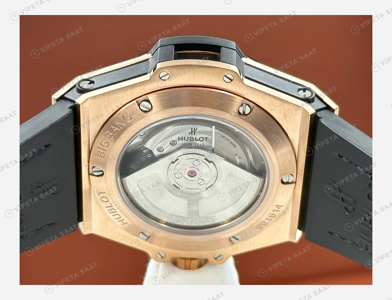 Hublot Big Bang Tiffany Pave Elmas Taşlı Deri Super Clone ETA Eta Saat detay 5