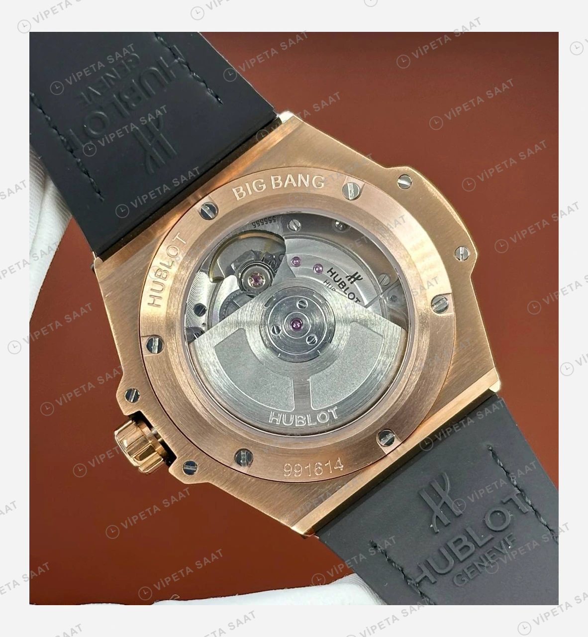 Hublot Big Bang Tiffany Pave Elmas Taşlı Deri Super Clone ETA Eta Saat detay 6