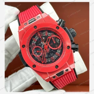 Hublot Big Bang Unico Kırmızı Seramik Skeleton Kronograf Super Clone ETA Eta Saat detay 5