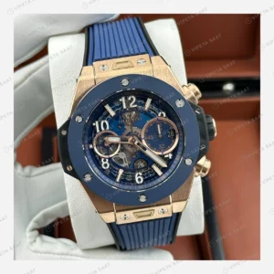 Hublot Big Bang Unico Mavi Rose Kronograf Kauçuk Super Clone ETA Eta Saat detay 4
