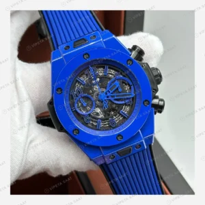 Hublot Big Bang Unico Mavi Seramik Skeleton Kronograf Super Clone ETA Eta Saat detay 4