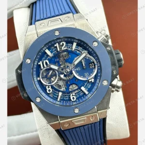 Hublot Big Bang Unico Mavi Skeleton Kronograf Çelik Kauçuk Super Clone ETA Eta Saat detay 6