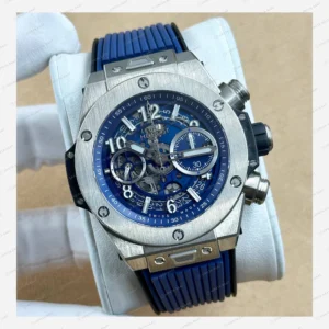 Hublot Big Bang Unico Mavi Skeleton Kronograf Lacivert Kauçuk Super Clone ETA Eta Saat detay 5