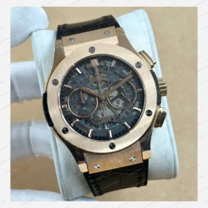 Hublot Big Bang Unico Rose Skeleton Kahve Kronograf Kauçuk Super Clone ETA Eta Saat detay 5