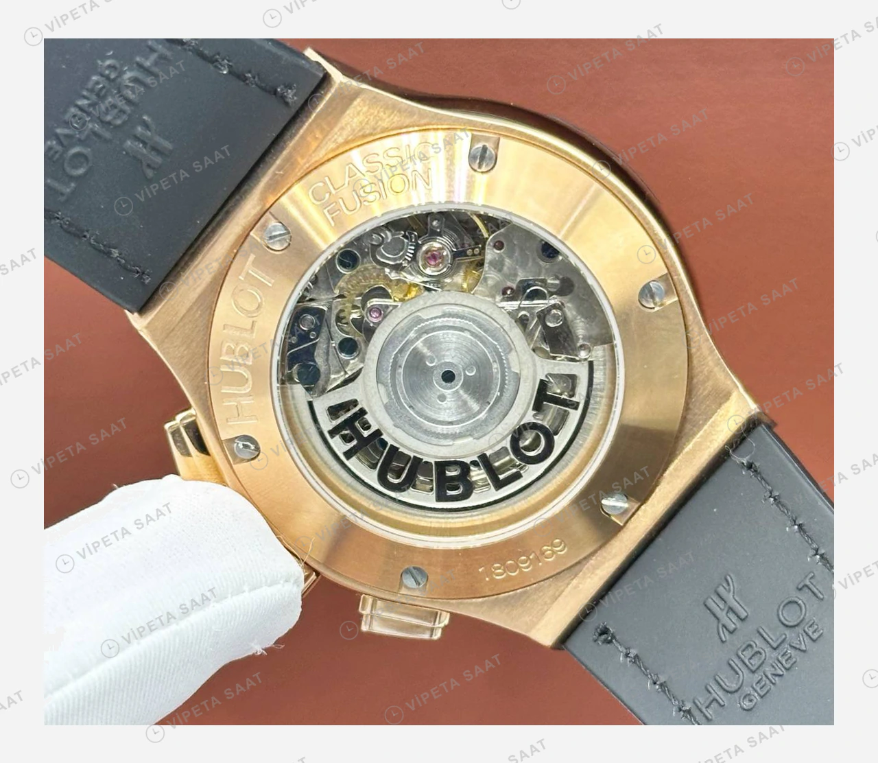 Hublot Big Bang Unico Rose Skeleton Kronograf Gündüz Kauçuk Super Clone ETA Eta Saat detay 5